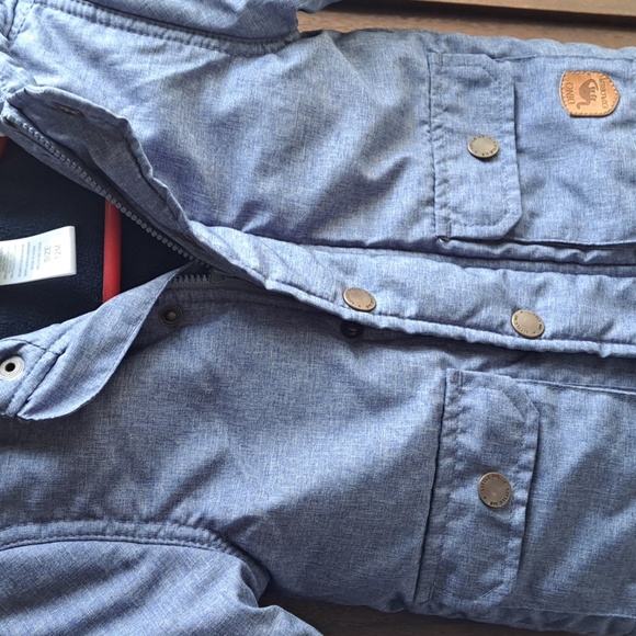 Little Me size 12 months boys blue jean look  winter jacket 2 front pockets - Picture 3 of 6